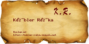 Kübler Réka névjegykártya